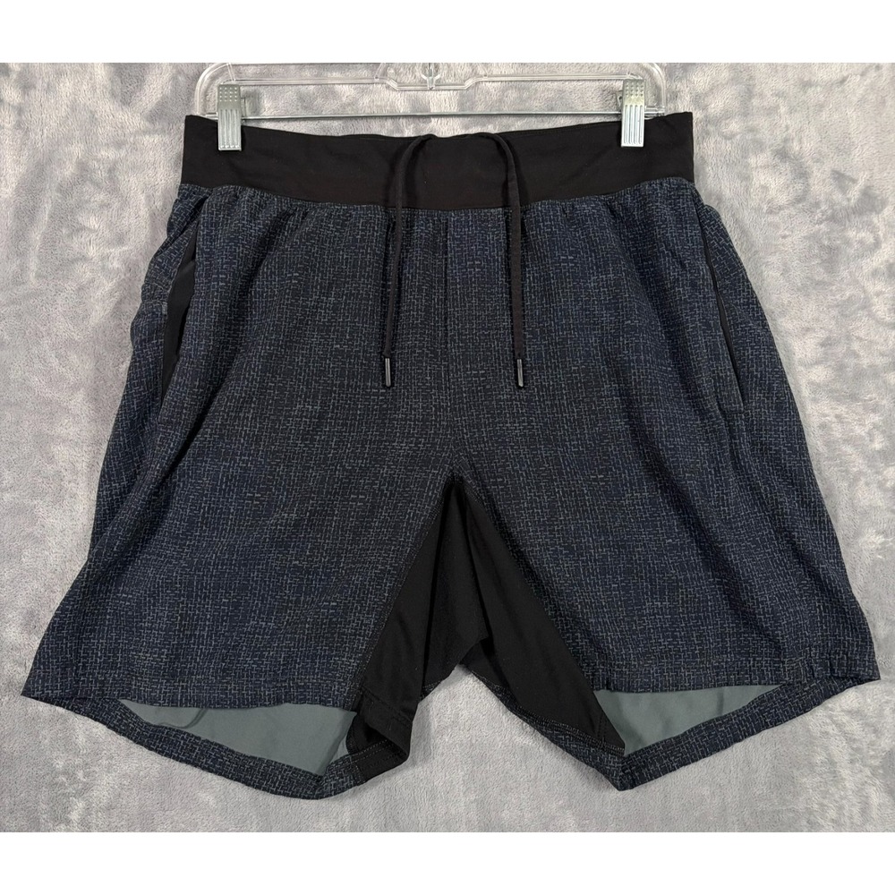 Lululemon T.H.E. Linerless Shorts Mens Medium Blue Gym Running 7'' Inseam